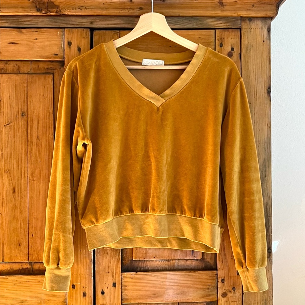 Suzie Kondi Cropped V Neck Sweater in Gold
